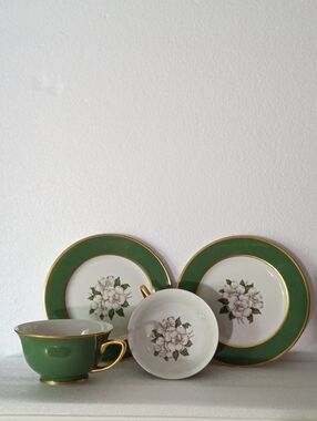 Royal Jackson Countess Madison Jade Green Set of two Teacups and saucers